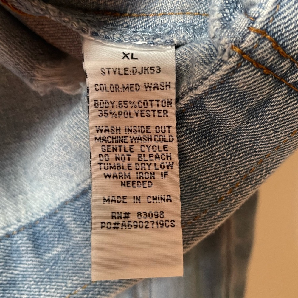 CISONO Denim Collection Distressed Light Wash Jean Jacket Size XL - Picture 9 of 9